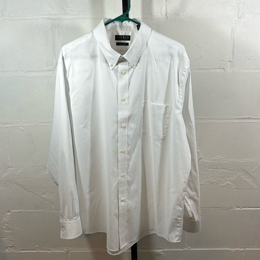 Lauren Ralph Lauren White Dress Shirt Size XL 17 1/2” 34/35 Regular Fit